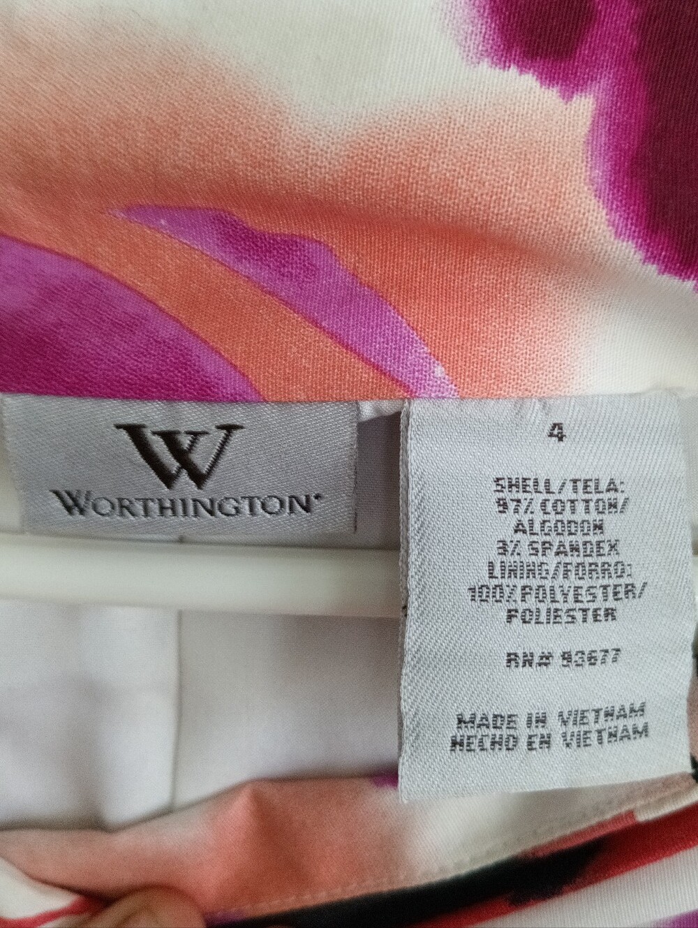 Worthington Saturated Floral A-Line Skirt  White Pink Red Pleated Knee Length SM - Picture 7 of 11